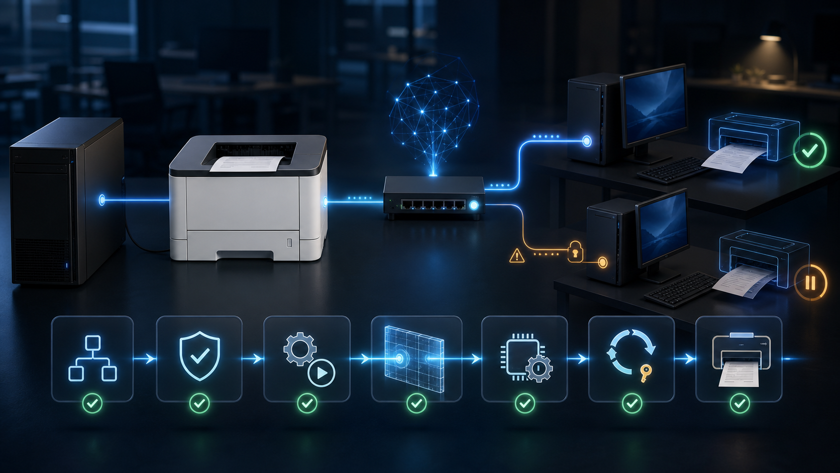 Diagram alur troubleshooting share printer Windows 10 dan Windows 11