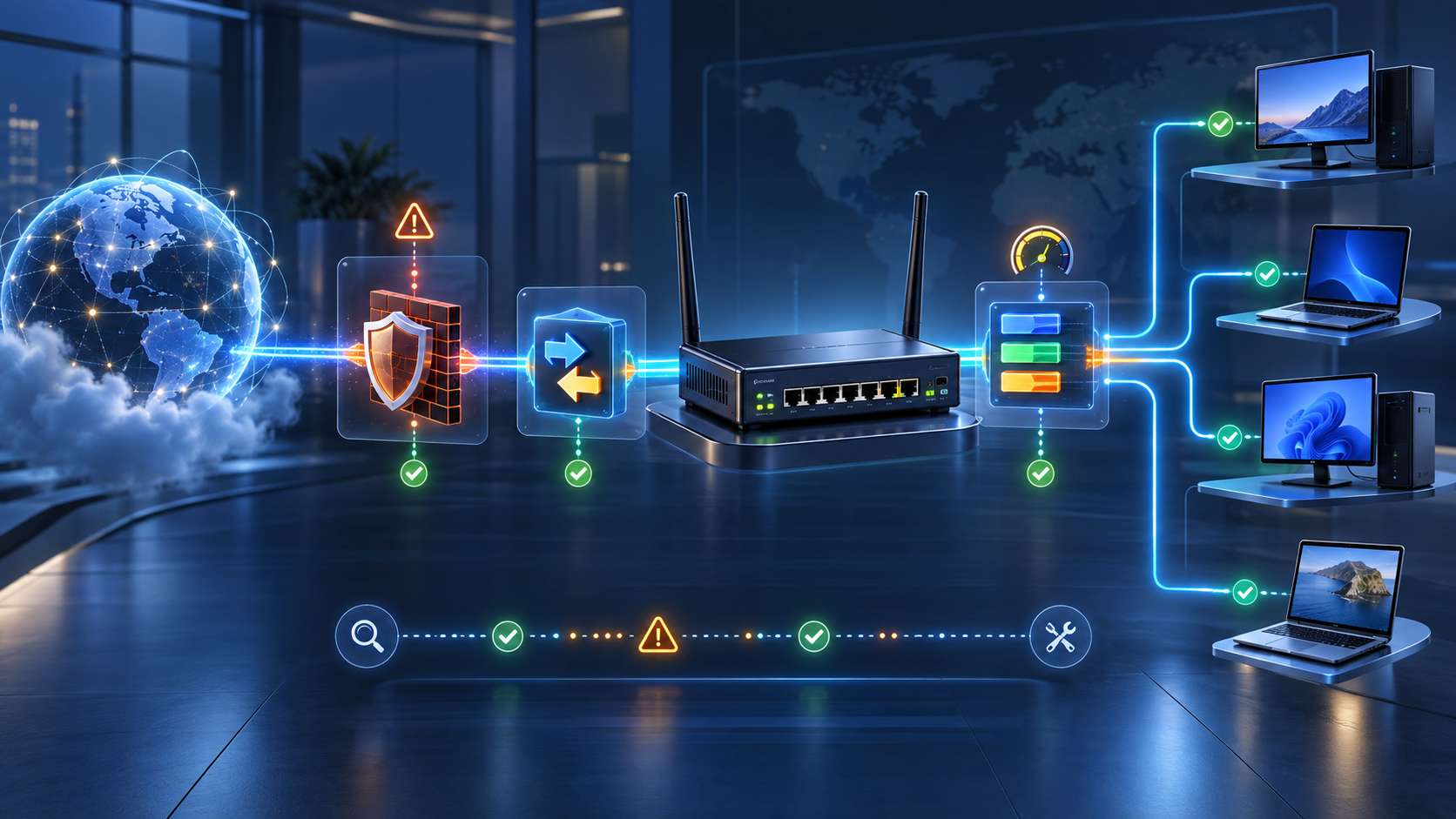 Diagram alur troubleshooting Tutorial Konfigurasi Dasar Firewall, NAT, dan Simple Queue di MikroTik - Edisi 20260918